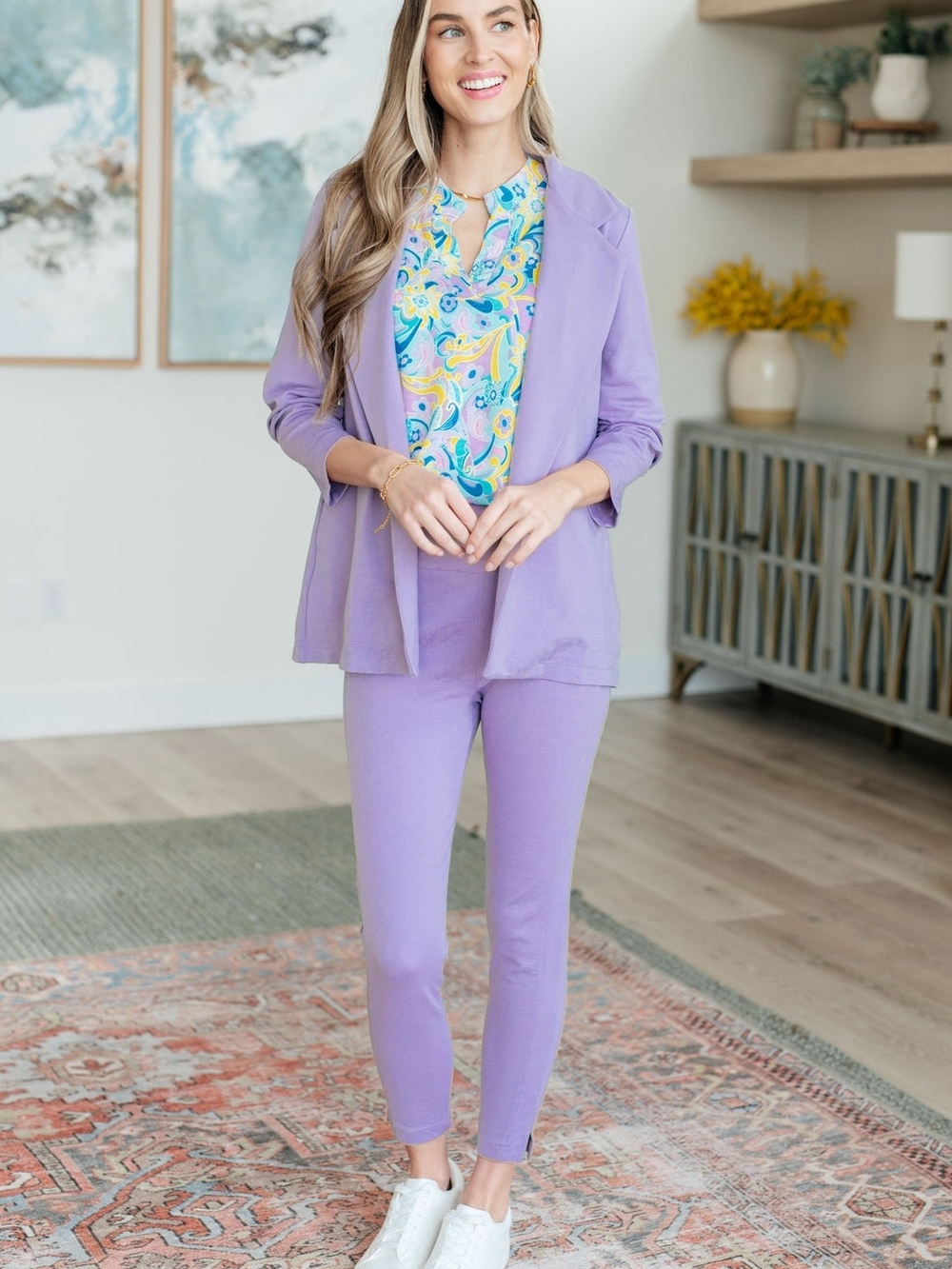 Dear Scarlett Lavender Open-Front Women's 3/4 Sleeve Magic Blazer Size XL Jacket - Picture 6 of 15
